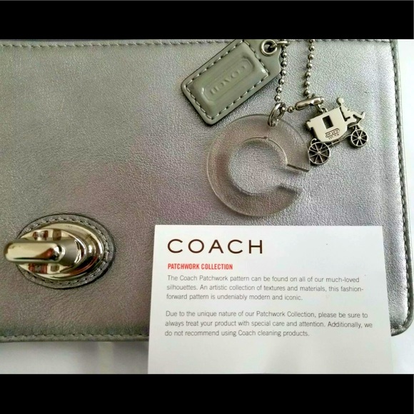 Coach Handbags - 🎄🎁 Coach Authentic Woven Silver Clutch Handbag